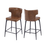 ZUN 28inch Counter Height Bar Stools Set of 2, Modern Bar Upholstered Chairs with PU Leather, Metal N762P199304D