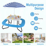 Kids Picnic Table Outdoor Activity Table With Umbrella -White 04049957