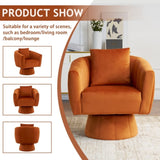 ZUN 360&deg; Swivel Accent Chair, Modern Velvet Fabric Living Room Armchair with Fluffy Cushions, Comfy Wide 41128047