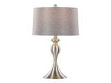 27" Contemporary Metal Table Lamp in Brushed Nickel with Grey Textured Linen Shade from Grandview B202P224084