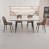 47"-63" extendable MDF modern dining and chair set, suitable for 2-6 people, white dining 32318093