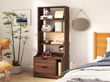 Night Stand with Bookshelf, Night Stand with 2 Storage Drawers for Bedroom 34726081