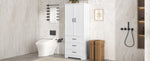 ZUN Tall Bathroom Storage Cabinet, Cabinet with Two Doors and Drawers, Adjustable Shelf, MDF Board, N725P206123K