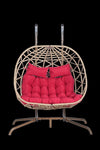 ZUN 2 Person Outdoor Rattan Hanging Chair Patio Wicker Egg Chair W874P146264