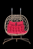 ZUN 2 Person Outdoor Rattan Hanging Chair Patio Wicker Egg Chair W874P146264