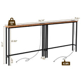 2 Pack 39.4" Narrow Console Sofa Table with Power Outlets and USB Ports, Long Couch Table with Metal 27547211