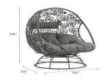 Hikre Clear Glass, Charcoal Fabric & Black Wicker Patio Lounge Chair & Side Table B2726P446697