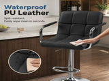 2-Pack Bar Stools, PU Leather Adjustable Swivel/ Arms Barstools, Hydraulic Kitchen Counter 44146923