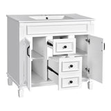 36'' Bathroom Vanity with Top Sink, Modern Bathroom Storage Cabinet with 2 Soft Closing Doors and 2 N710P230231K