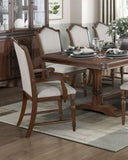 Formal Traditional Design Armchair Set of 2 Cherry Finish Fabric Upholstery Nailhead Trim Wooden B011P239542