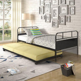 Metal Daybed Platform Bed Frame with Trundle Built-in Casters, Twin MF189577AAB