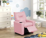 Perline 23"W Pink PVC Fabric Kids Recliner Chair with Cupholder B061P236759