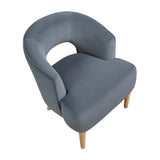 Luxury Home Unique Style Accent Chair Dark Gray Velvet Plush Seat Solid Wood Legs Contemporary B011P308023