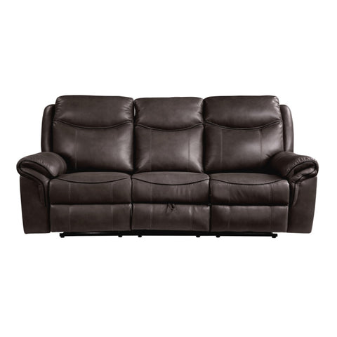 ZUN Dark Brown 1pc Double Reclining Sofa w/ Drop Down Cup Holders, Power Outlets USB Ports Hidden Drawer B011P183624