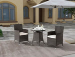 ZUN 3 Piece Outdoor Dining Set All-Weather Wicker Patio Dining Table and Chairs with Cushions, Round 77546110