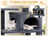 44" Multi-Level Cat Tree with Spacious Top Perch, 2-Door Condo & Hammock for Indoor Cats -Gray 97226898