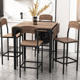 ZUN TOPMAX Farmhouse 5-piece Counter Height Drop Leaf Dining Table Set with Dining Chairs for 4,Black WF290233AAB