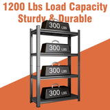 4-Tier Adjustable Metal Shelf, For Garage, Shed, Supermarket, Living Room, Multi-Purpose 05707315