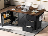 54.5" Farmhouse Kitchen Island with Power Outlet, Kitchen Storage Island with Internal Storage Rack, 86328888
