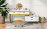 ZUN Modern Style Vanity Table With Movable Side Cabinet And 4-Drawers, Large Size Dressing Table With 91918695