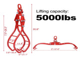 4 Claw Timber Log Lifting Logging Tongs Grabber Tong 28" W46537381