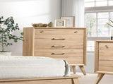Mid-Century Modern Design Natural Oak Finish Chest of 5 Drawers Nickel Tone Classic Style Bedroom B011P224818