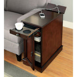 ZUN Modern Transitional Design 1pc Side Table/Nightstand Storage Cabinet Cherry Color USB Outlet B011P191196