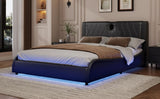 Queen Size Luxurious Faux Leather Upholstered Platform Bed with Thickened Headboard, Bluetooth N701P241047B