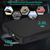 20000mAh Car Jump Starter - 400A Peak Current for Up to 2.0L Gas Engines, Portable Power Bank with 98826815