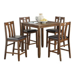 ZUN Brown Finish 5pc Counter Height Set Dining Table and 4 Chairs Upholstered Seat Wooden Kitchen Dining B011P170894