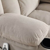 Swinging recliner massage heated sofa, with USB and 2 cup holders in side pockets, W1807P298192