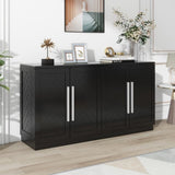 TREXM Sideboard with 4 Doors Large Storage Space Buffet Cabinet with Adjustable Shelves and Silver N715P192557B