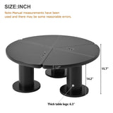 ON-TREND 39.4'' Easy Assembly Round Petal-Shaped Coffee Table, Cream Style Center Table with 3 N721P190396B