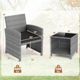 Black 3 Pieces Patio Furniture Set with Tempered Glass Coffee 86888639