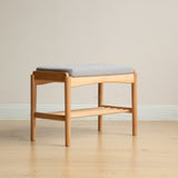 (Beige) Natural Solid Wood Shoe Bench, Mid-Century Modern Storage Bench with High Rebound Sponge W1283P298090