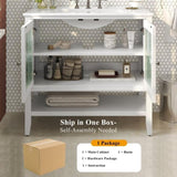36" Bathroom Vanity with Ceramic Sink, Bathroom Vanity with Adjustable Shelf and Open Shelf, with N817P286249W