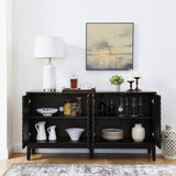 60.5'' Buffet Cabinet with Storage, Farmhouse Fluted Sideboard with Geometric Pattern & Adjustable W1801P288508