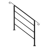 Handrails for Outdoor Steps, Wrought Iron Handrail Fits 1 to 4 Steps, Transitional Handrail with 72072019