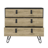 Dresser 29" H, 3-Drawer organiser, Modern Chest of Drawers with Hairpin Legs and Metal Accents, B097P167471
