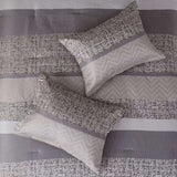 7 Piece Jacquard Comforter Set Grey/Taupe King B03596939