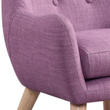 Fenix 19.5"W Pink Linen Kids Chair with Button Tufted Back and Wooden Legs B061P236756