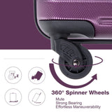Expandable 3 Piece Luggage Sets PC Lightweight & Durable Suitcase with Two Hooks, Spinner Wheels, W284104376