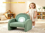 1pc Wood Frame Armchair Kids Sofa, Green Gradient Teddy Velvet 03099891