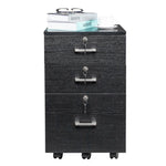 ZUN FCH Black Wood Grain Density Board Three Drawers Wooden Filing Cabinet 80897814