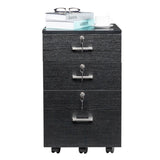 Black Wood Grain Density Board Three Drawers Wooden Filing Cabinet 04676265