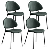 Set of 4 Upholstered PU Leather Dining Chairs Mid-Century Modern Dining Chairs with Curved Backrest W3010P291315