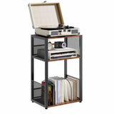 3 Tier Turntable Table with Vinyl Storage for up to 100 Albums, End Side Table for Living RoomRust 93150932
