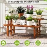 Double layered woody plant rack, staircase style flowerpot rack 71225288