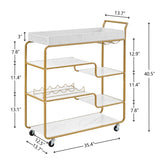 ZUN 6-Tier Bar Cart, Slide Bar Serving Cart, Retro Style Wine Cart for Kitchen, Beverage Cart with Wine 72057889