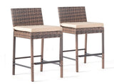 Set of 2 Patio Wicker Barstools, Outdoor Bar Height Chairs with Seat Cushions & Footrests for Patio 55928616
